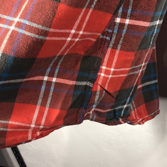 44mm orange and blue plaid snap button flannel size medium - Picture 6 of 10